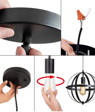 Industriële Vintage Hanglamp – Zwarte Metalen Plafondlamp met Verstelbare Kabel