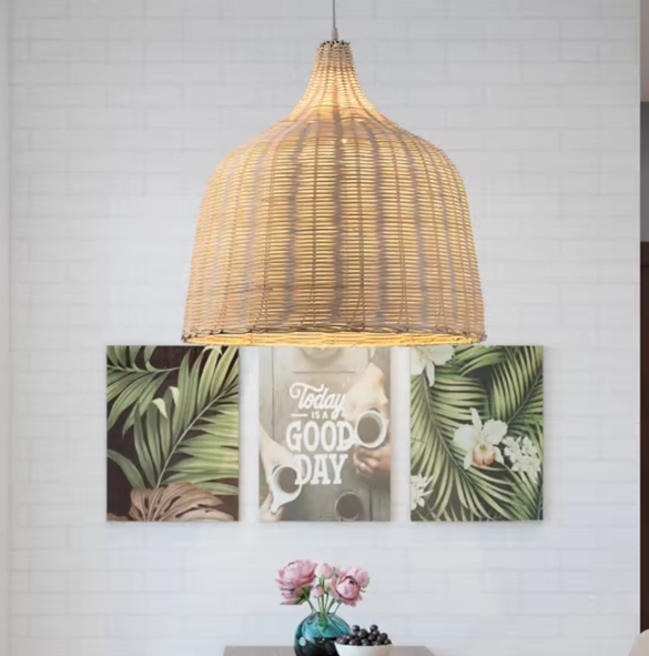 Rotan Hanglamp – Handgevlochten Bamboe Plafondlamp voor Woonkamer & Slaapkamer