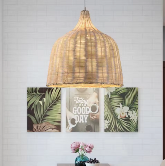 Rotan Hanglamp – Handgevlochten Bamboe Plafondlamp voor Woonkamer & Slaapkamer