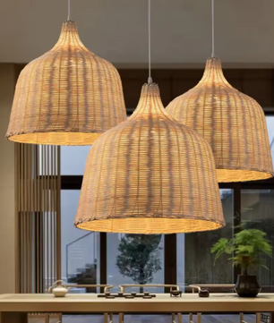 Rotan Hanglamp – Handgevlochten Bamboe Plafondlamp voor Woonkamer & Slaapkamer