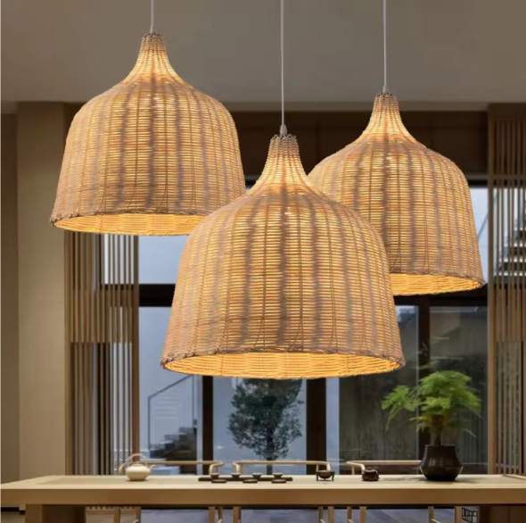 Rotan Hanglamp – Handgevlochten Bamboe Plafondlamp voor Woonkamer & Slaapkamer