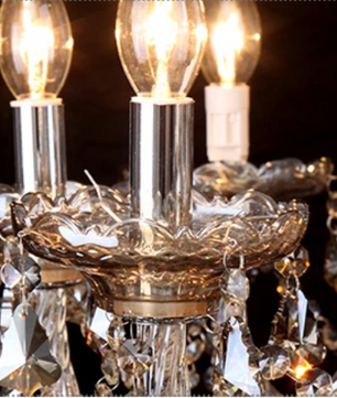 Luxe Kristallen Kroonluchter met 10 Armen – Cognac Glas & Modern Design