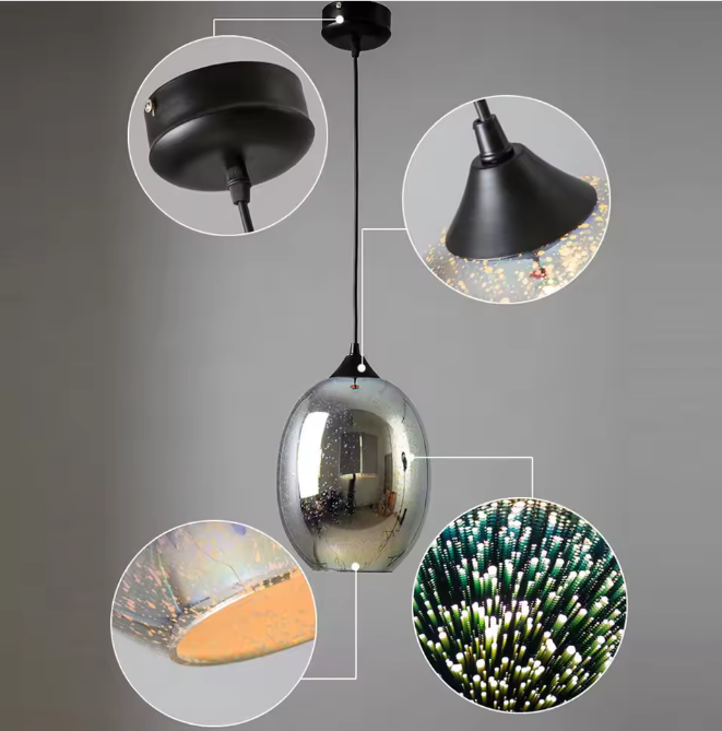 3D Fireworks Hanglamp – Moderne Kleurrijke Glas Plafondlamp
