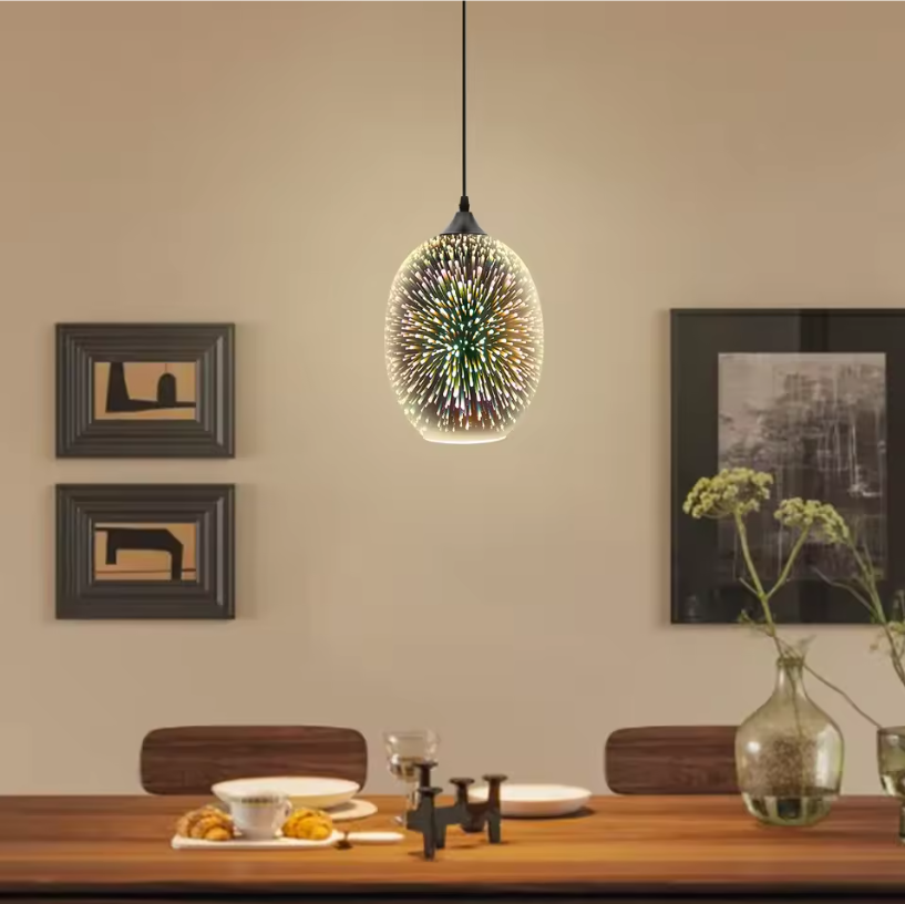 3D Fireworks Hanglamp – Moderne Kleurrijke Glas Plafondlamp