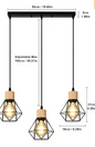 Industriële Hanglamp 3-Lichts – Vintage Plafondlamp met Rechthoekige Kooi