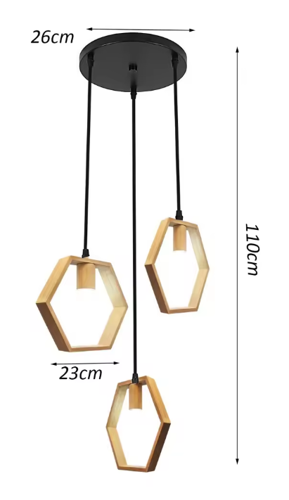Industriële Hanglamp 3-Lichts – Vintage Plafondlamp met Rechthoekige Kooi