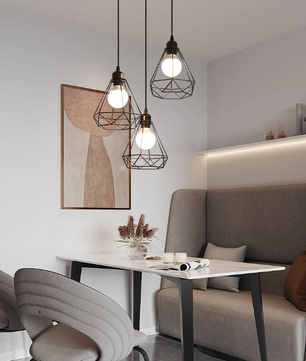 Industriële Hanglamp 3-Lichts – Vintage Plafondlamp met Rechthoekige Kooi