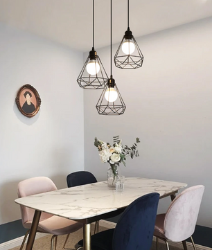 Industriële Hanglamp 3-Lichts – Vintage Plafondlamp met Rechthoekige Kooi