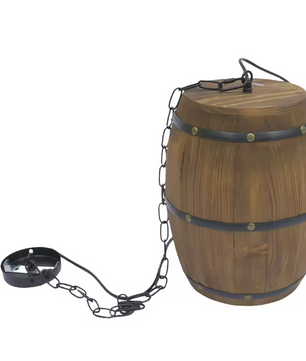 Vintage Houten Wijnvat Hanglamp – Industriële Plafondlamp met Metaal