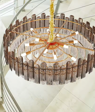 Luxe Kristallen Kroonluchter – 5-Lagen Plafondlamp met Waterkastanjekristallen