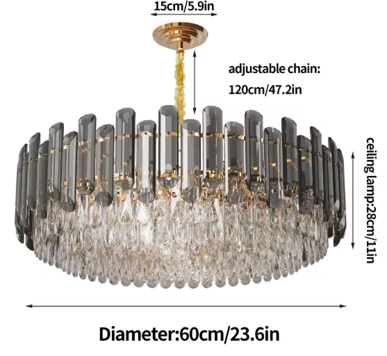 Luxe Kristallen Kroonluchter – 5-Lagen Plafondlamp met Waterkastanjekristallen