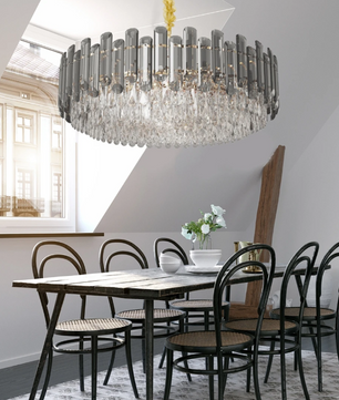 Luxe Kristallen Kroonluchter – 5-Lagen Plafondlamp met Waterkastanjekristallen