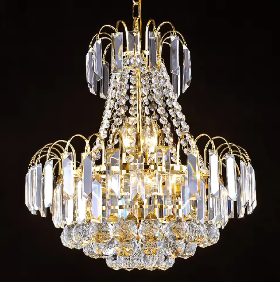 Luxe Kristallen Kroonluchter – Gouden Plafondlamp Ø60×70 cm