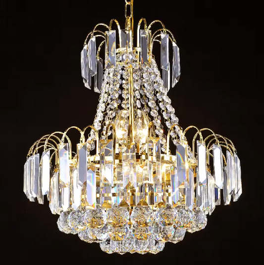 Luxe Kristallen Kroonluchter – Gouden Plafondlamp Ø60×70 cm