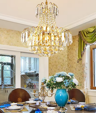 Luxe Kristallen Kroonluchter – Gouden Plafondlamp Ø60×70 cm
