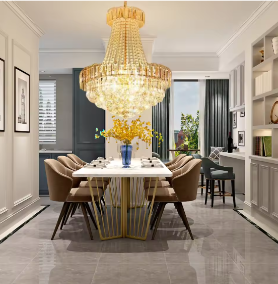 Luxe Kristallen Kroonluchter – Gouden Plafondlamp Ø60×70 cm