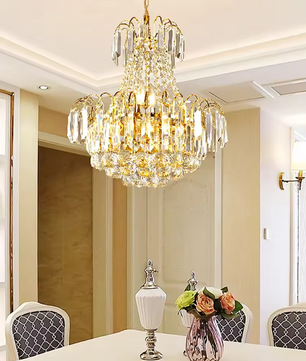 Luxe Kristallen Kroonluchter – Gouden Plafondlamp Ø60×70 cm