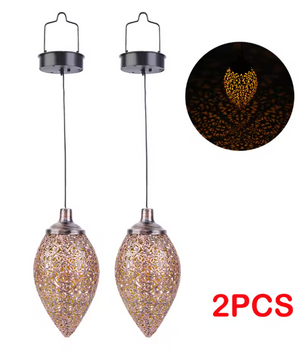 Set van 2 Solar Hanglampen – Unieke Holle Tuinlampen met LED & IP44