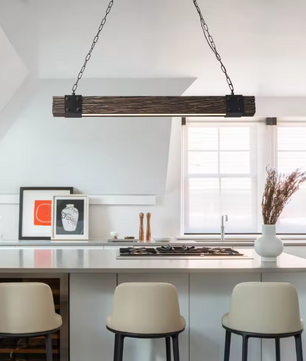 Vintage Houten Hanglamp – Retro LED Plafondlamp met Industrieel Design