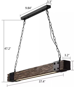 Vintage Houten Hanglamp – Retro LED Plafondlamp met Industrieel Design