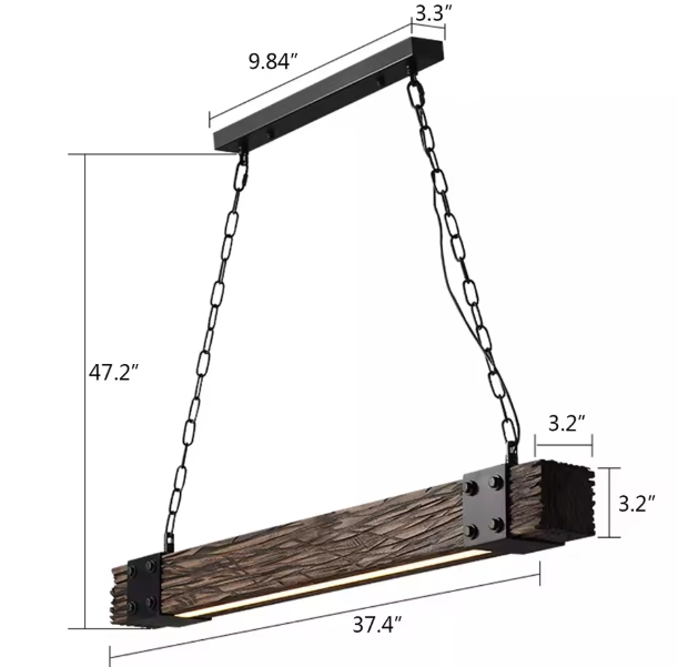 Vintage Houten Hanglamp – Retro LED Plafondlamp met Industrieel Design