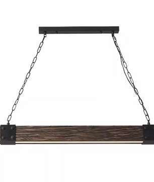 Vintage Houten Hanglamp – Retro LED Plafondlamp met Industrieel Design
