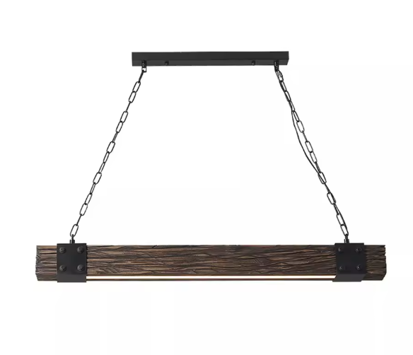 Vintage Houten Hanglamp – Retro LED Plafondlamp met Industrieel Design