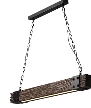 Vintage Houten Hanglamp – Retro LED Plafondlamp met Industrieel Design