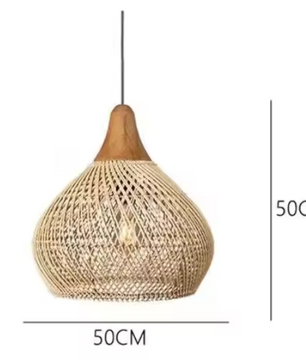 Rotan Hanglamp – Handgeweven Bamboe Plafondlamp met Retro Design