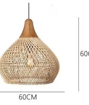 Rotan Hanglamp – Handgeweven Bamboe Plafondlamp met Retro Design