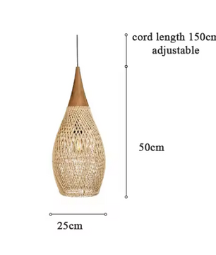 Rustieke Rotan Hanglamp – Handgeweven Plafondlamp 25×50 cm, Vintage Design