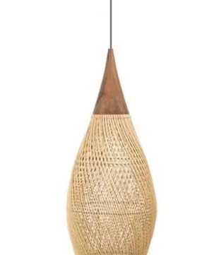Rustieke Rotan Hanglamp – Handgeweven Plafondlamp 25×50 cm, Vintage Design