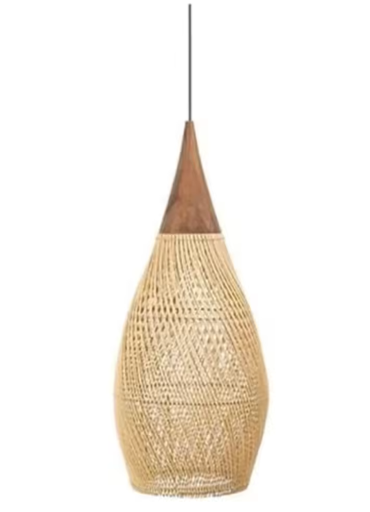 Rustieke Rotan Hanglamp – Handgeweven Plafondlamp 25×50 cm, Vintage Design