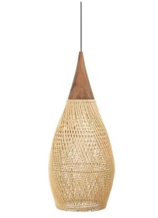 Rustieke Rotan Hanglamp – Handgeweven Plafondlamp 25×50 cm, Vintage Design