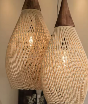 Rustieke Rotan Hanglamp – Handgeweven Plafondlamp 25×50 cm, Vintage Design