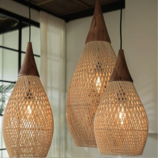 Rustieke Rotan Hanglamp – Handgeweven Plafondlamp 25×50 cm, Vintage Design