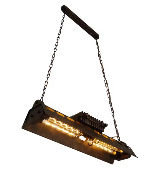 Industriële Retro Hanglamp – Verstelbare Ketting, 4x E27 Fittingen, IJzer & Aluminium
