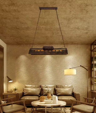 Industriële Retro Hanglamp – Verstelbare Ketting, 4x E27 Fittingen, IJzer & Aluminium