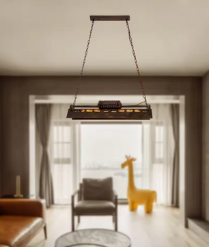 Industriële Retro Hanglamp – Verstelbare Ketting, 4x E27 Fittingen, IJzer & Aluminium