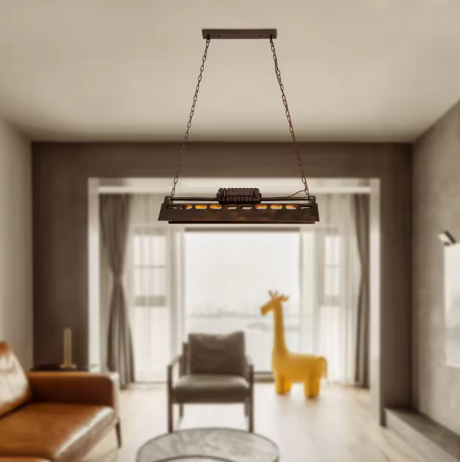 Industriële Retro Hanglamp – Verstelbare Ketting, 4x E27 Fittingen, IJzer & Aluminium