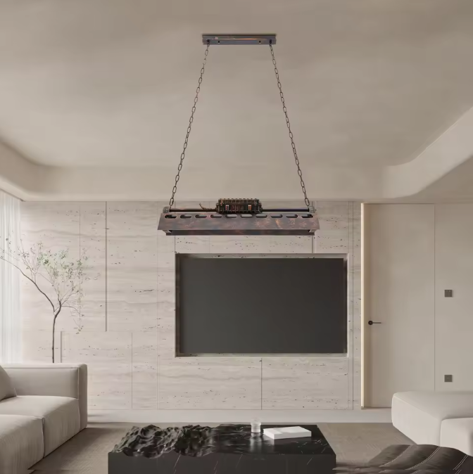Industriële Retro Hanglamp – Verstelbare Ketting, 4x E27 Fittingen, IJzer & Aluminium