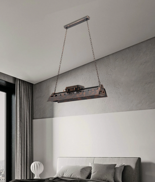Industriële Retro Hanglamp – Verstelbare Ketting, 4x E27 Fittingen, IJzer & Aluminium