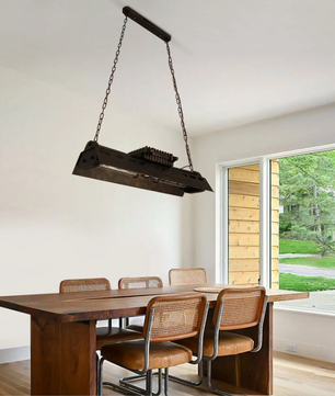 Industriële Retro Hanglamp – Verstelbare Ketting, 4x E27 Fittingen, IJzer & Aluminium