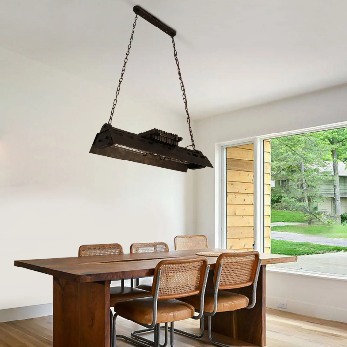Industriële Retro Hanglamp – Verstelbare Ketting, 4x E27 Fittingen, IJzer & Aluminium