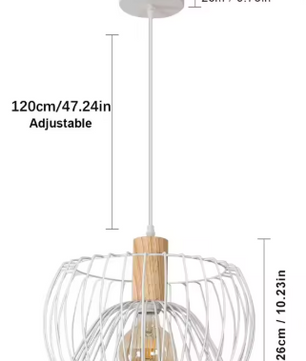 Retro Hanglamp – Hout & Metaal, Scandinavisch Design, E27 Fitting