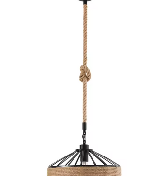 Rustieke Hanglamp – Verstelbaar Henneptouw, Industrieel Design, E27 Fitting