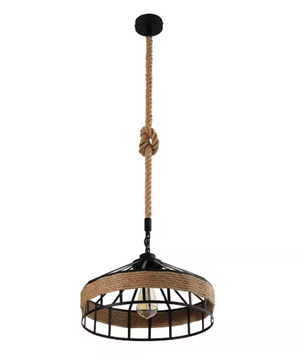 Rustieke Hanglamp – Verstelbaar Henneptouw, Industrieel Design, E27 Fitting
