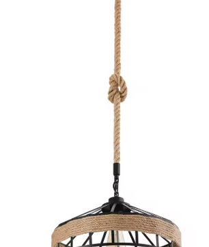 Rustieke Hanglamp – Verstelbaar Henneptouw, Industrieel Design, E27 Fitting