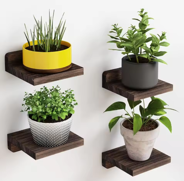 Set van 4 Kleine Wandplanken – Houten Zwevende Planken, Decoratief & Ruimtebesparend