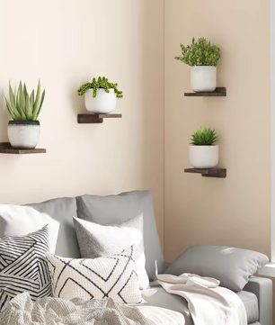 Set van 4 Kleine Wandplanken – Houten Zwevende Planken, Decoratief & Ruimtebesparend